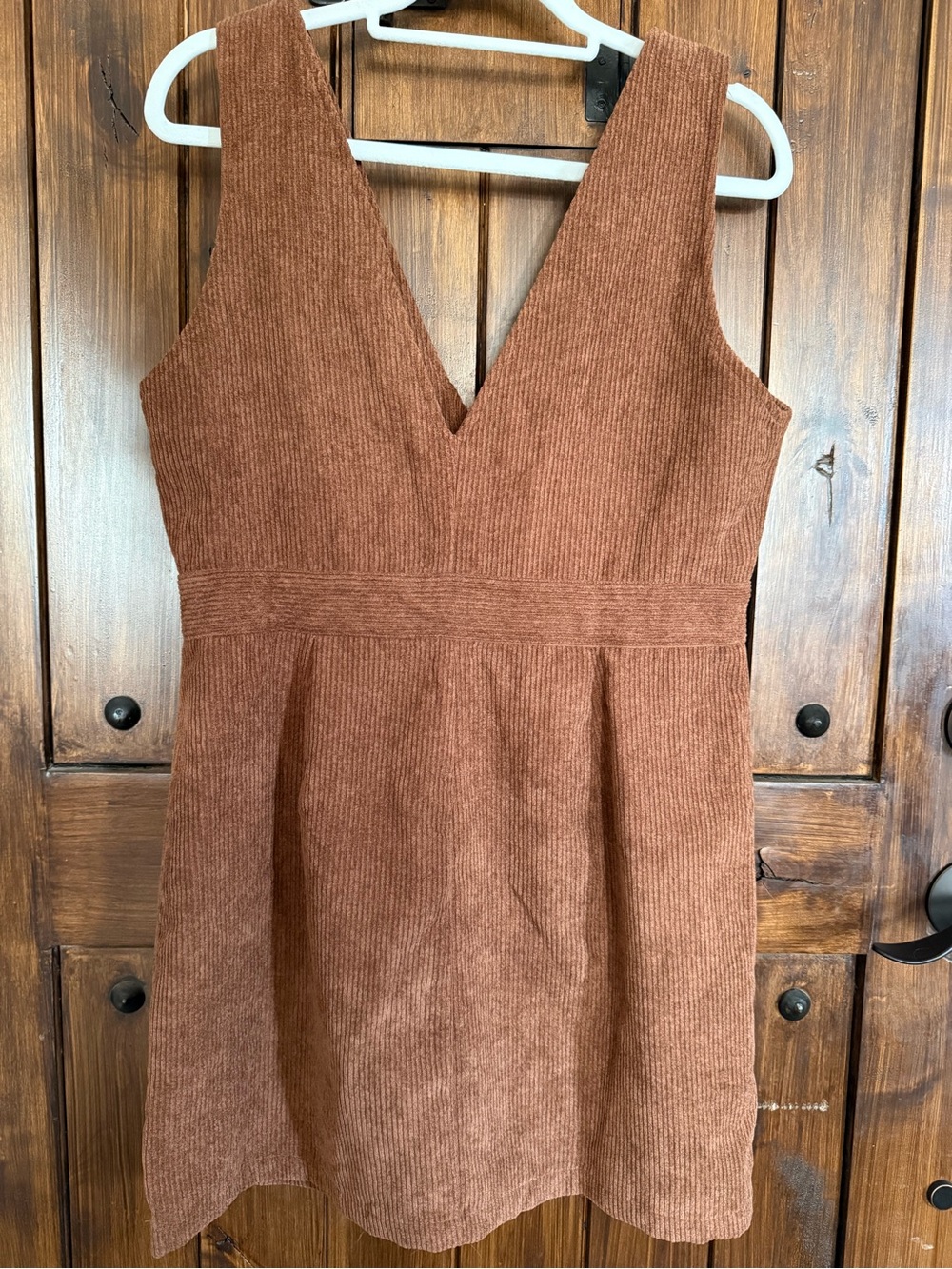 Rust Brown Corduroy Button-Front Women's Dress - Picture 5 of 6